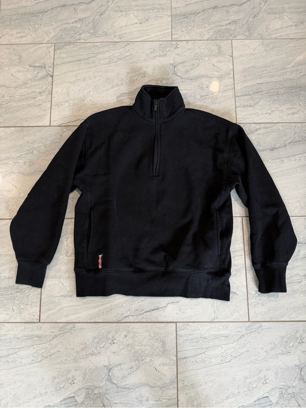 Aritzia Black Women's Half-Zip Mock Neck Sweater